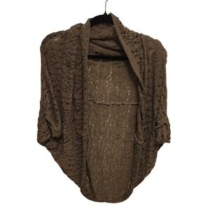 LOVEcrazy Open Knit Shrug Cardigan Sweater Taupe XL